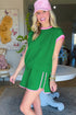 Contrast Trim Cable Textured Shorts Set